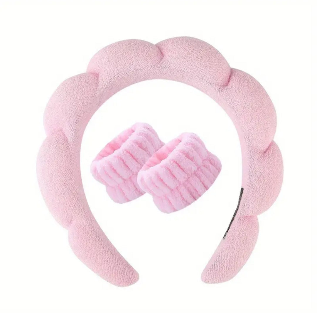 Set cerchietto per capelli e polsini / rosa