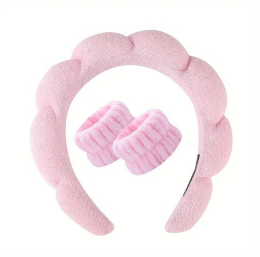 Set cerchietto per capelli e polsini / rosa