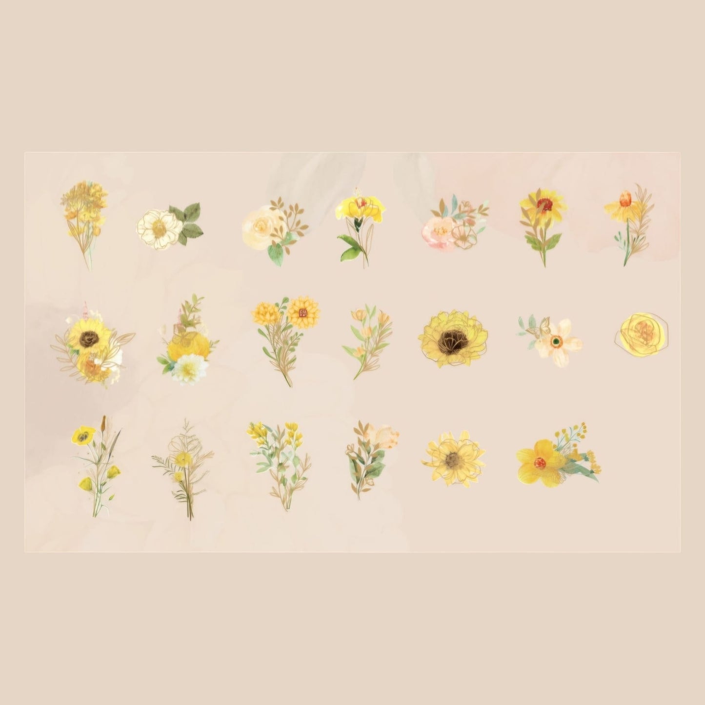 Sticker fiori gialli con lamina oro