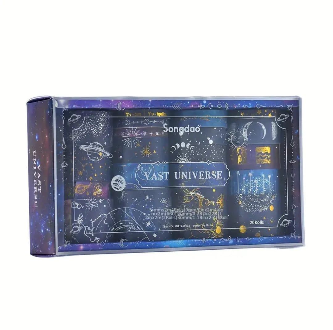 Set Washitape 'pianeta, universo, cielo stellato'