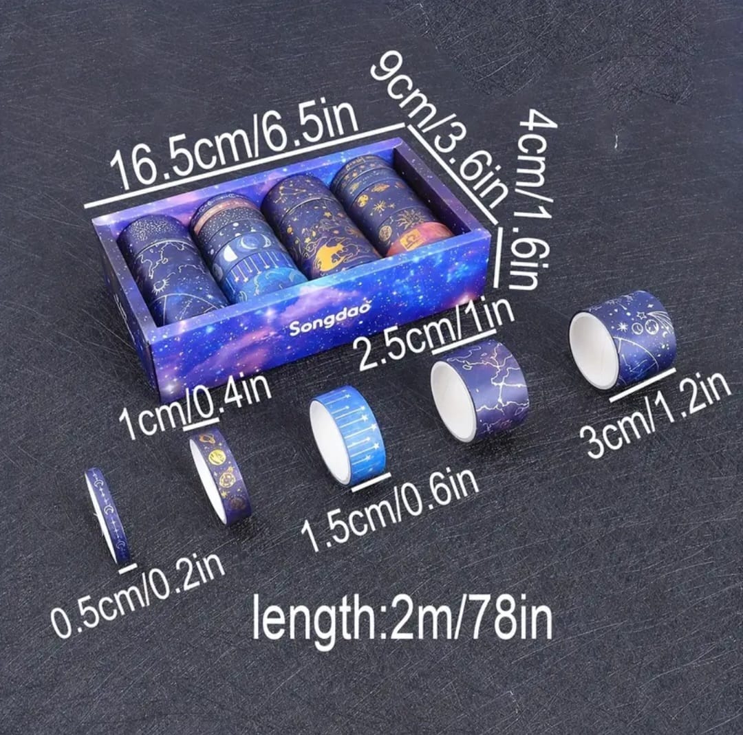 Set Washitape 'pianeta, universo, cielo stellato'