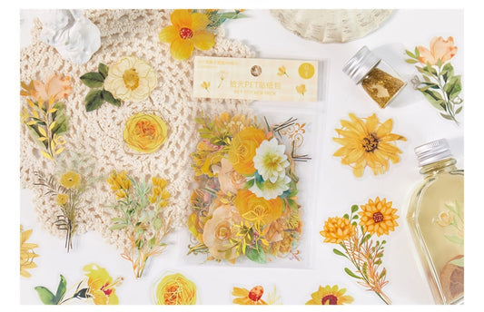 Sticker fiori gialli con lamina oro