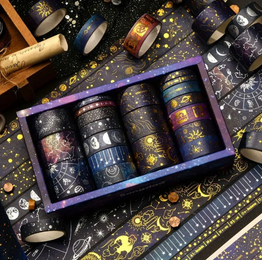 Set Washitape 'pianeta, universo, cielo stellato'