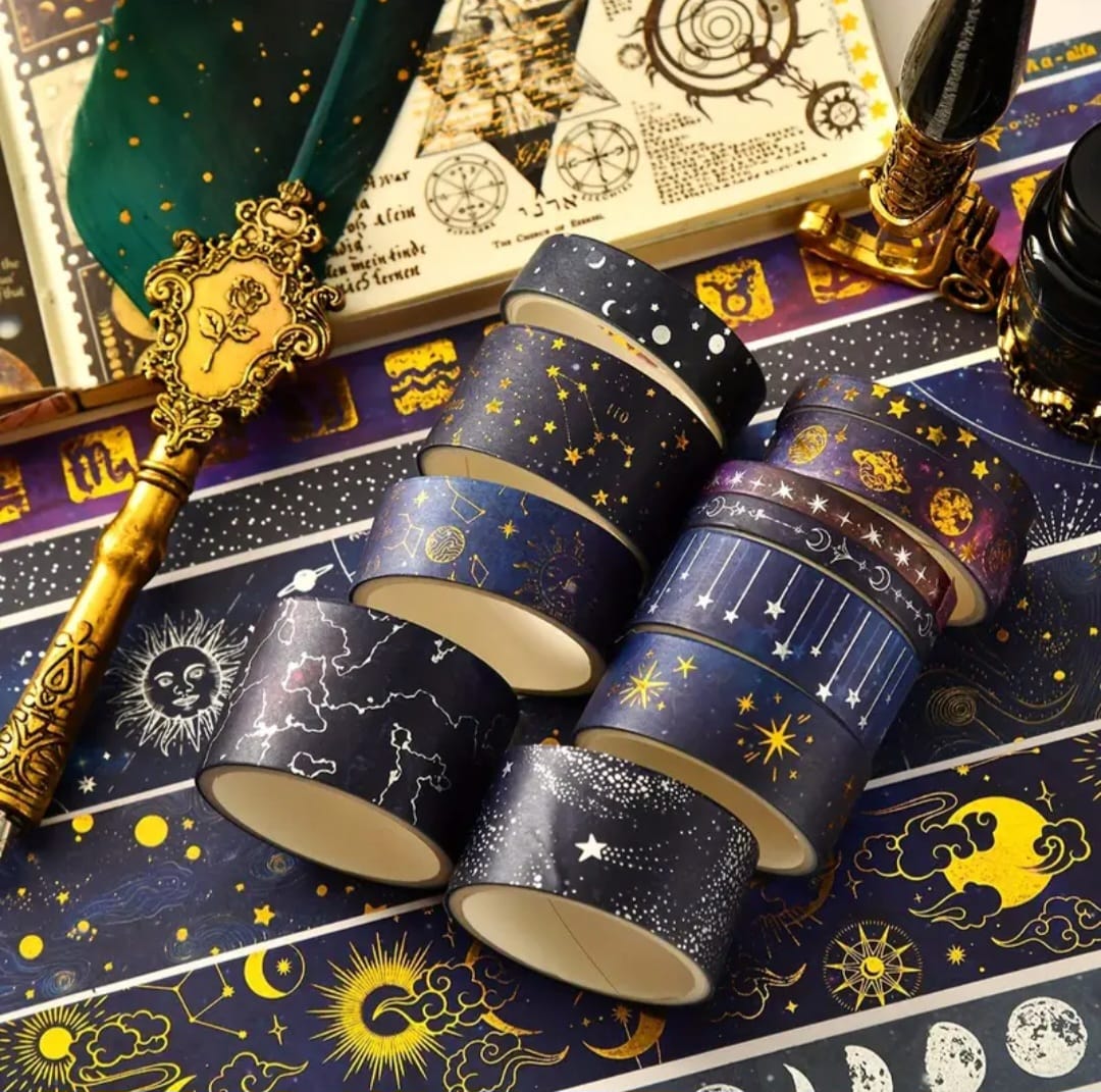 Set Washitape 'pianeta, universo, cielo stellato'