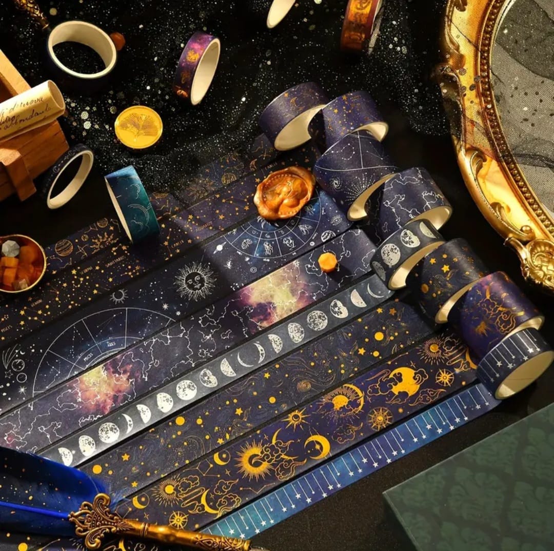 Set Washitape 'pianeta, universo, cielo stellato'